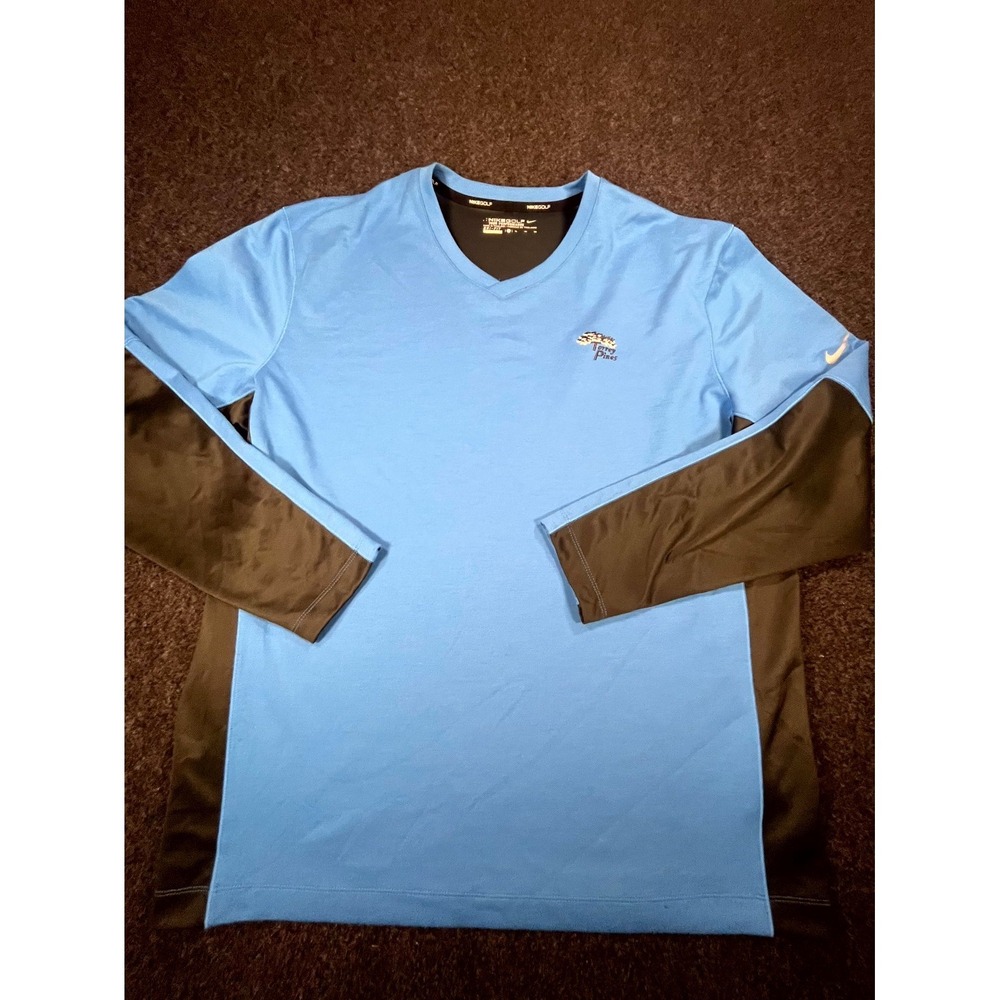 Nike Golf Torrey Pines Dri Fit Shirt Mens XL Blue V Neck Pullover Performance